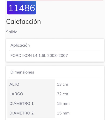 Manguera Calefacción Salida P/ Ford Ikon 1.6 2003-2007 - Imagen 2